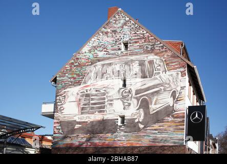 Altes Haus an der Hauswand im Ostertorviertel, Bremen, Deutschland Stockfoto