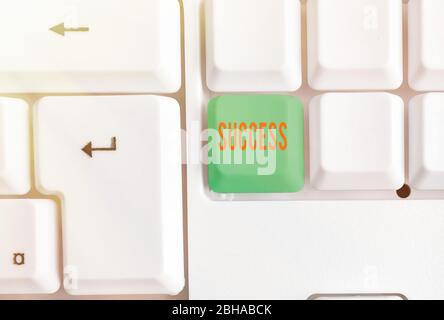Hinweis zum Erfolg wird geschrieben. Geschäftskonzept zur Erreichung des Ziels gute oder schlechte Ergebnisse des Unternehmens Stockfoto