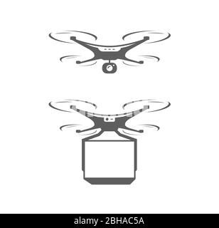 Drohne Quadcopter Symbol oder Symbol. Vektorgrafik für Technologie Stock Vektor