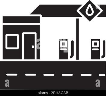 Schwarzes Glyph-Symbol für Tankstelle Stock Vektor