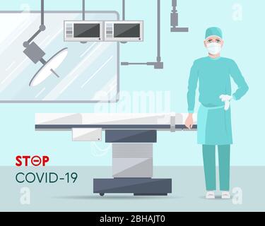 Arzt trägt Schutzmaske auf eine Pflicht Stock Vektor