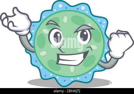 Ein schillerndes Pseudomonas aeruginosa Maskottchen Design Konzept mit glücklichen Gesicht Stock Vektor