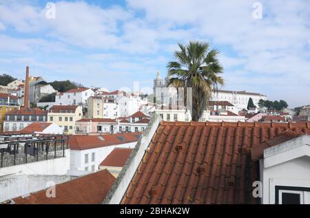 Miradouro de Santa Luzia im historischen Zentrum von Alfama Stockfoto