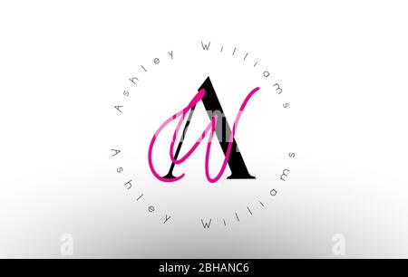 Letter AW Unterschrift minimalistisches Monogramm Vektor-Logo. Einfaches AW-Symbol mit kreisförmiges Namensmuster. Kreative handgeschriebene Vektor Illustration mit Brief Stock Vektor