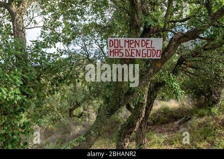 Europa, Spanien, Katalonien, Costa Brava, Zeichen in den Naturpark Cap de Creus an der Costa Brava Stockfoto