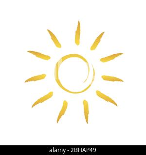 Realistische Sonne-Ikone für Wetterdesign. Sonnenpiktogramm, flaches Symbol. Trendy Sommer Symbol für Website-Design, Web-Button, mobile App. Vorlagenvektor Stock Vektor