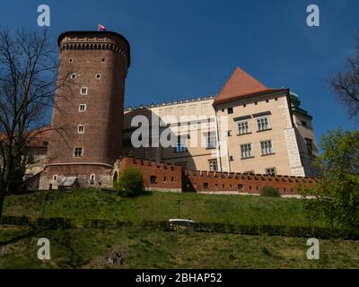 Senator Turm von Wawel Castle, ehemalige königliche Residenz. Berühmte touristische Attraktion in Krakau, Polen. Stockfoto