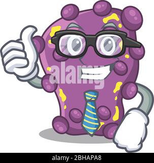 Ein elegantes Shigella Geschäftsmann Maskottchen Design trägt Brille und Krawatte Stock Vektor