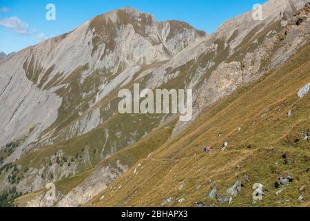 Europa, Österreich, Tirol, Osttirol, hohe Tauern, Kals am Großglockner, Wanderer auf dem Sudetendeutschen Höhenweg Stockfoto