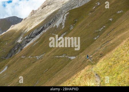 Europa, Österreich, Tirol, Osttirol, hohe Tauern, Kals am Großglockner, Wanderer auf dem Sudetendeutschen Höhenweg im Nationalpark hohe Tauern Stockfoto