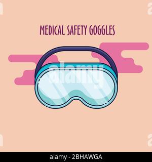 Medizinische Sicherheit googgles für Selbstschutz Viren Pandemie Stock Vektor flach illutrations Stock Vektor