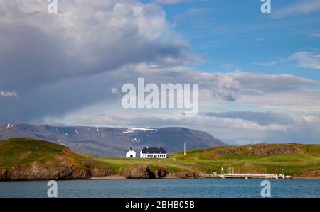 Videy Island; Landschaft; Meer; Himmel; Island; Reykjavik Stockfoto