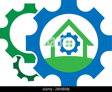 Kombination von Ausrüstung und Eigentum Logo Symbol illustriert Stock Vektor
