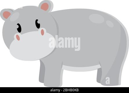 Isolierte niedlichen Hippopotamus Cartoon Stock Vektor