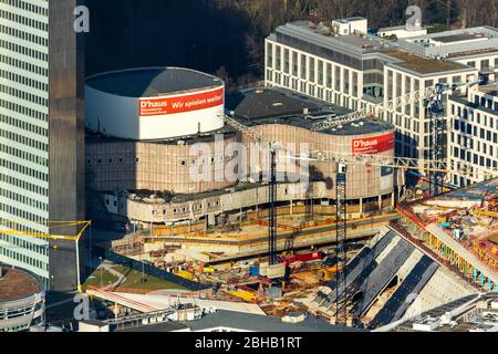 Luftbild, Dreischeibenhaus, Baustelle, Kö-Bogen II, Theater, Düsseldorf, Rheinland, Nordrhein-Westfalen, Deutschland Stockfoto