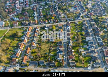 Luftaufnahme des Wohnbaues Langewanneweg, Hamm, Nordrhein-Westfalen, Deutschland. Stockfoto