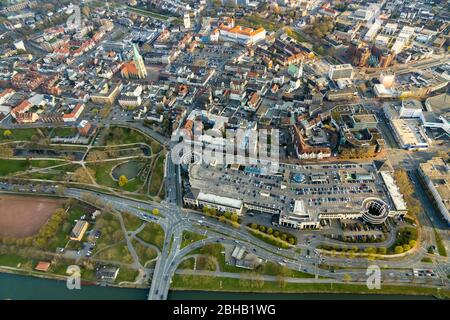 Luftaufnahme der Innenstadt mit Allee-Center ECE und Lippebrücke, Hamm, Nordrhein-Westfalen, Deutschland. Stockfoto