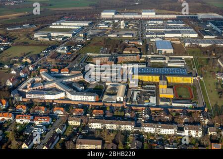 Luftaufnahme, Gefängnis Gefängnis Werl, Gefängnis, Belgische Straße, Werl, Soester Börde, Nordrhein-Westfalen, Deutschland Stockfoto