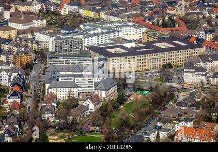 Wohngebäude am Polizeipräsidium, Amtsgericht, Zweisertstraße, Essen, Ruhrgebiet, Nordrhein-Westfalen, Deutschland Stockfoto