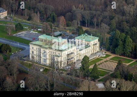 Luftaufnahme, Villa Hügel, Kreis Bredeney, Essen, Ruhrgebiet, Nordrhein-Westfalen, Deutschland Stockfoto