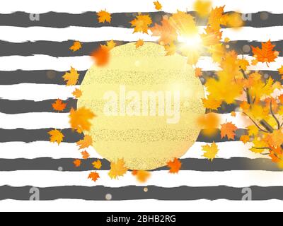 Goldring mit Herbst Ahornblätter Hintergrund. Saisonvorlage für Design Banner, Ticket, Flyer, Karte, Poster und andere. EPS 10 Stock Vektor