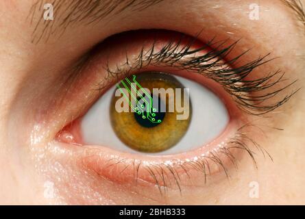 Bionisches Auge, konzeptuelles Komposit-Bild. Stockfoto