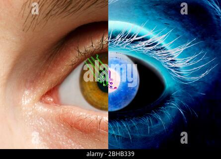 Bionisches Auge, konzeptuelles Komposit-Bild. Stockfoto