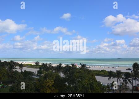 Blick von einem Ocean Drive Dach auf Miami Beach, South Beach, Miami, USA. Stockfoto