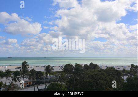 Blick von einem Ocean Drive Dach auf Miami Beach, South Beach, Miami, USA. Stockfoto