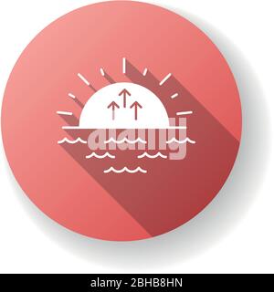 Sunrise rot flaches Design lange Schatten Glyphe Symbol Stock Vektor