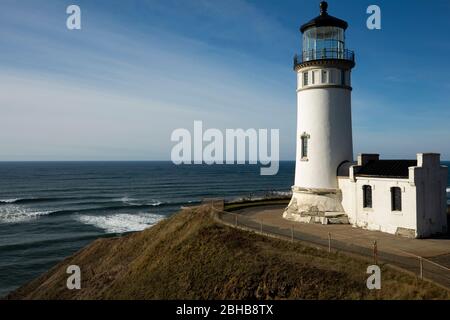 Blick auf Cape Disappointment Lighthouse, Illwaco, Washington, USA Stockfoto