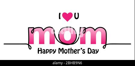 Ich liebe dich Mutter Text Design. Schriftzug, Hintergrund, Poster. Happy Mothers Day Vektor-Web-Banner Stock Vektor