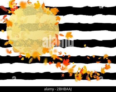 Goldring mit Herbst Ahornblätter Hintergrund. Saisonvorlage für Design Banner, Ticket, Flyer, Karte, Poster und andere. EPS 10 Stock Vektor