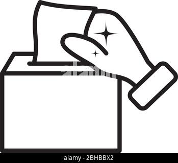 Hand mit Taschentücher-Box-Symbol über weißem Hintergrund, Linienstil, Vektorgrafik Stock Vektor