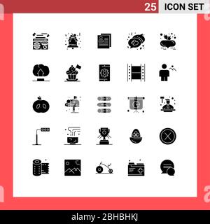 25 Benutzeroberfläche Solid Glyph Pack moderner Zeichen und Symbole der Rote Bete, Nachrichten, über, Liebe, persönliche editierbare Vektor Design-Elemente Stock Vektor