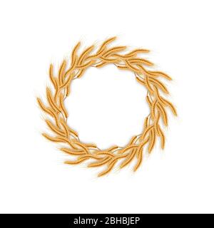 Kranz mit Weizenohren. Rahmen von Stacheln. EPS 10 Stock Vektor