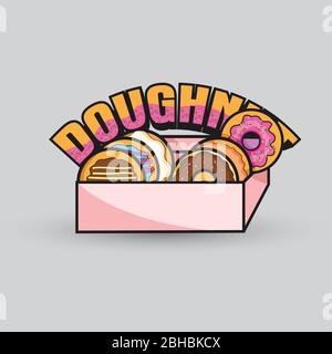 Donut Donuts box Vektor donat Stock Vektor
