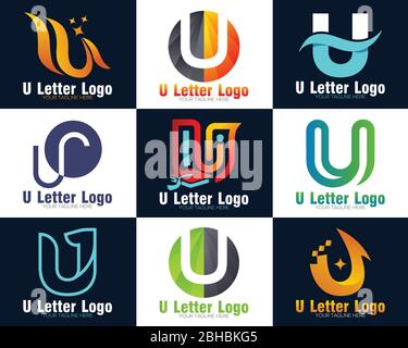 Abstraktes U Letter Logo Design Vorlage. Modernes Logo-Design mit U-Buchstaben. Minimale Form der Vorlage für das Logo „U“ Stock Vektor