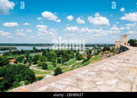 Kalemegdan Festung Park und Sava Fluss Panorama Blick in Belgrad, Serbien Stockfoto