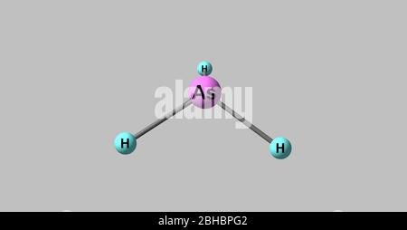 Arsin oder Arsane ist eine anorganische Verbindung mit der Formel AsH3. Dieses entzündliche, pyrophore und hochgiftige Pnictogen-Hydrid-Gas ist eines der Simp Stockfoto