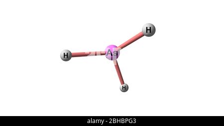 Arsin oder Arsane ist eine anorganische Verbindung mit der Formel AsH3. Dieses entzündliche, pyrophore und hochgiftige Pnictogen-Hydrid-Gas ist eines der Simp Stockfoto