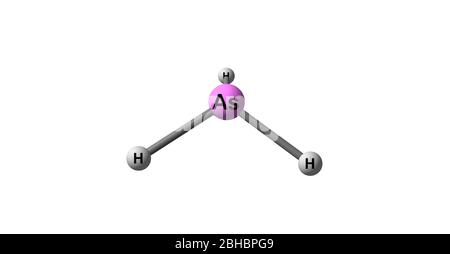 Arsin oder Arsane ist eine anorganische Verbindung mit der Formel AsH3. Dieses entzündliche, pyrophore und hochgiftige Pnictogen-Hydrid-Gas ist eines der Simp Stockfoto