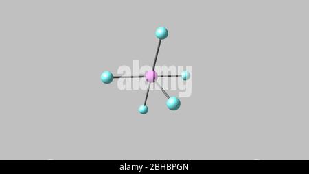 Arsen-Pentafluorid ist eine chemische Verbindung von Arsen und Fluor. Der Oxidationszustand von Arsen ist 5. 3d-Darstellung Stockfoto