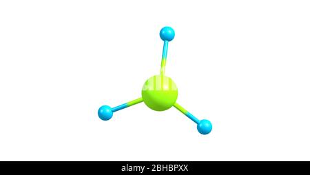 Phosphin oder Phosphan ist die Verbindung mit der chemischen Formel PH3. Es ist ein farbloses, entflammbares, giftiges Gas und Pnictogen-Hydrid. 3d-Darstellung Stockfoto