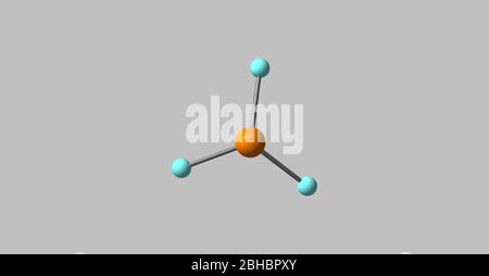 Phosphin oder Phosphan ist die Verbindung mit der chemischen Formel PH3. Es ist ein farbloses, entflammbares, giftiges Gas und Pnictogen-Hydrid. 3d-Darstellung Stockfoto