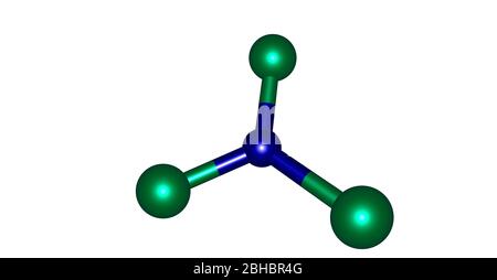 Bor-Trichlorid ist die anorganische Verbindung mit der Formel BCl3. Dieses farbloses Gas ist ein wertvolles Reagenz in der organischen Synthese. Es ist sehr reaktiv Stockfoto