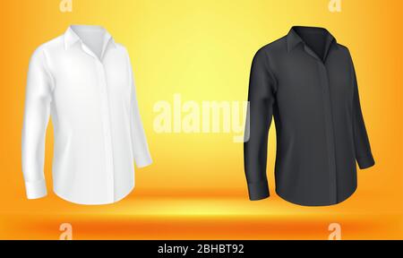 Mock-up-Illustration von weißen und schwarzen Hemden auf abstraktem Hintergrund Stock Vektor