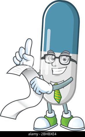 Maskottchen Cartoon Konzept der Vitamin-Pillen mit Menüliste Stock Vektor