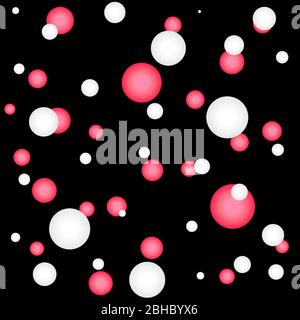Einfacher Bokeh-Effekt mit zwei Farben weiß und rosa rot auf schwarzem Hintergrund. Stockfoto