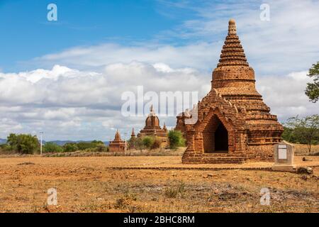 Buddhistischer Pagodentempel. Bagan, Myanmar. Heimat der größten und dichten Konzentration von Religion buddhistischen Tempeln, Pagoden, Stupas und Ruinen in der wo Stockfoto